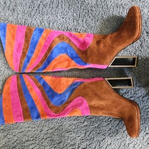 Colorful Suede Knee-High Boots Jeffreu Campbell